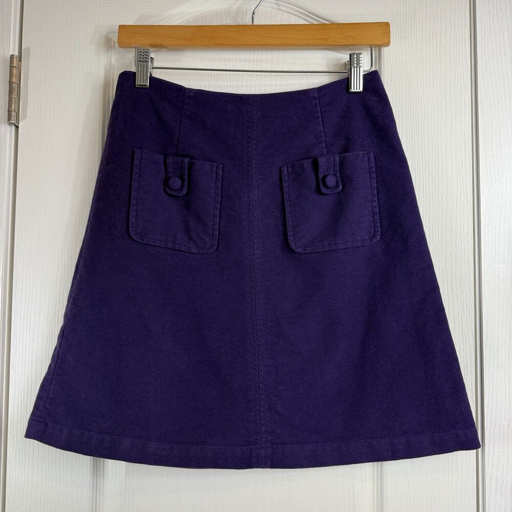 Boden Women's Cambridge Skirt Purple Brushed Cotton Size 4 R